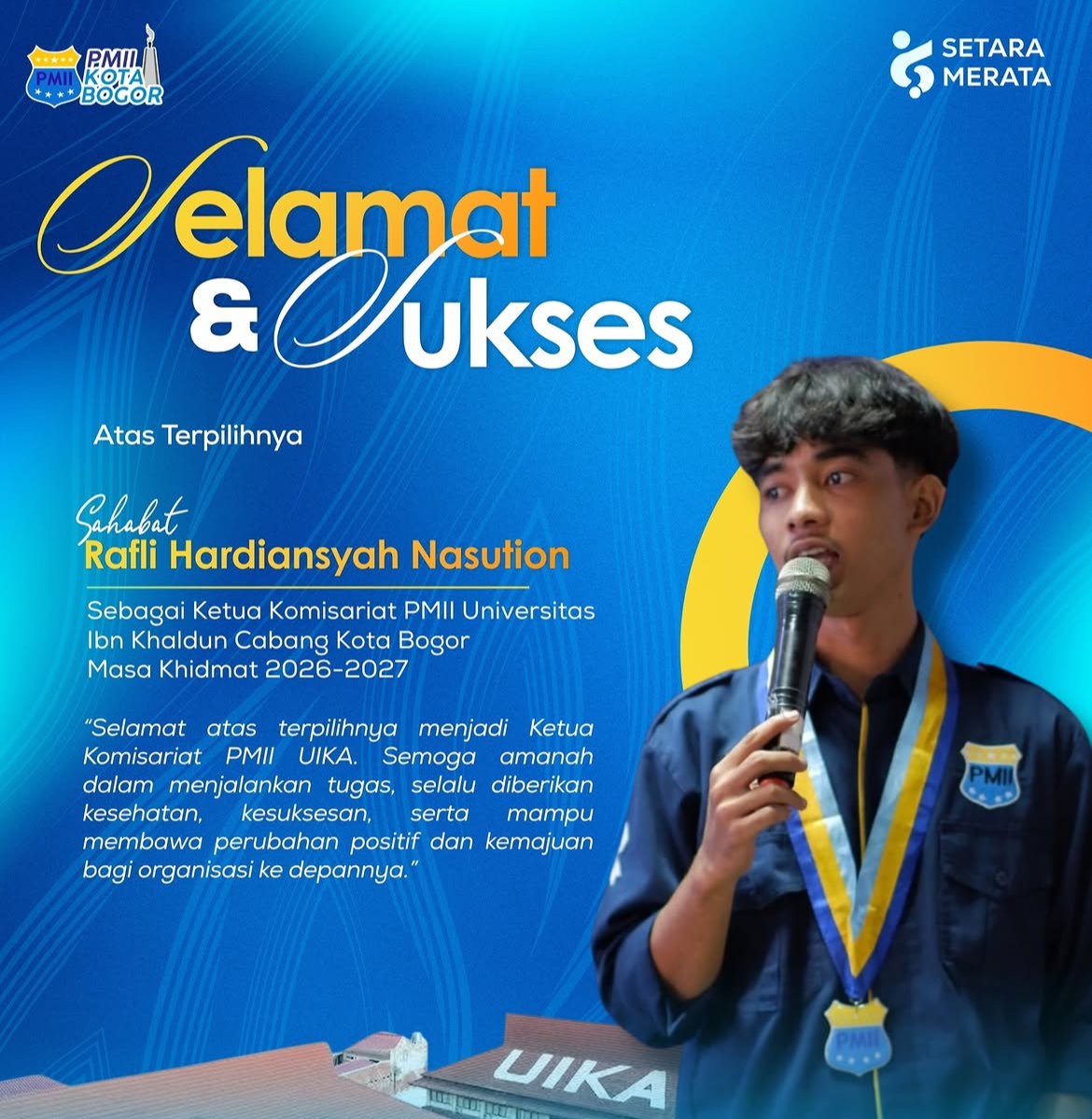 ERA BARU PERGERAKAN: Rafli Hardiansyah Nasution Sah Menakhodai PMII UIKA Bogor 2026-2027!